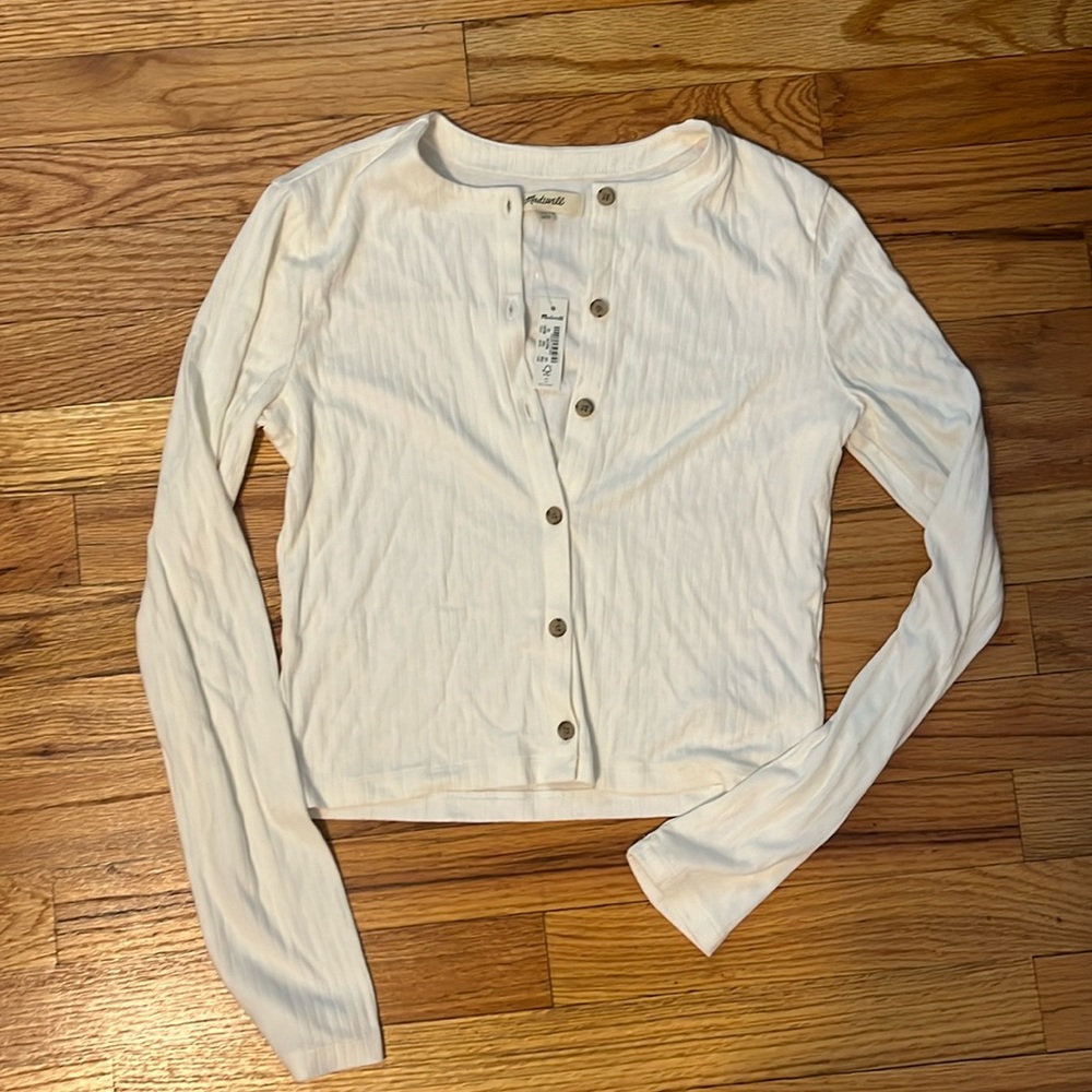 Madewell White Cropped Cardigan